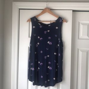 Old Navy Luxe Blue Flowered Tunic Length Tank XL